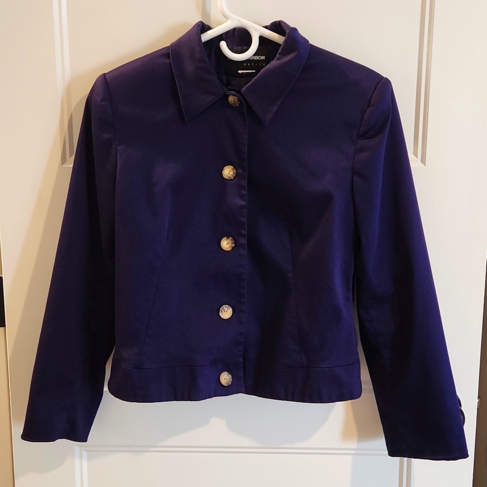 Sag Harbor Petite Small Navy Blue Business Blazer Jacket
